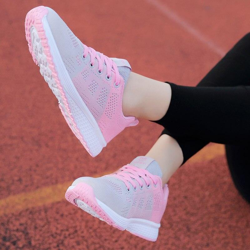 Stevvex pink mesh women's sneakers with lace-up front and lightweight breathable upper on track on Tampa Home & Garden Store
