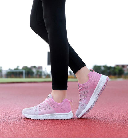 Stevvex women's pink mesh lace-up sneakers, breathable lightweight athletic shoes on Tampa Home & Garden Store