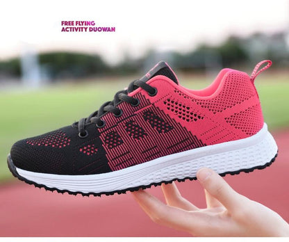 Stevvex women's pink-black mesh lace-up sneakers lightweight breathable non-slip sole on Tampa Home & Garden Store