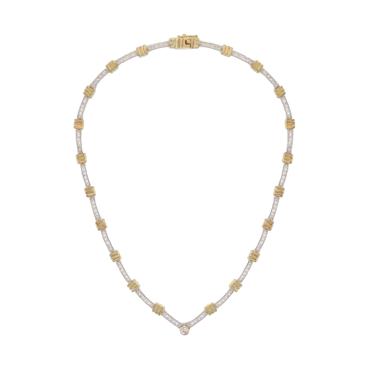 Two-Tone Necklace by Lauren G Adams, white pavé links with gold-tone beads on Tampa Home & Garden Store