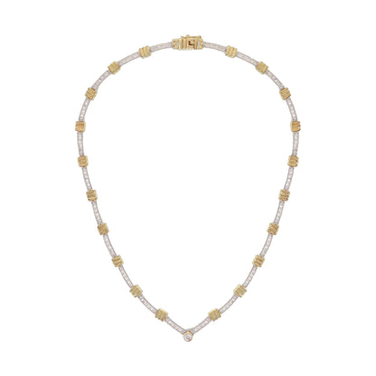 Two-Tone Necklace by Lauren G Adams, white pavé links with gold-tone beads on Tampa Home & Garden Store