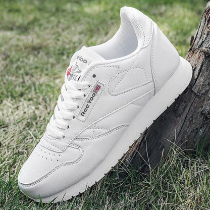 Stevvex white leather sneakers with lace-up closure and chunky sole on Tampa Home & Garden Store