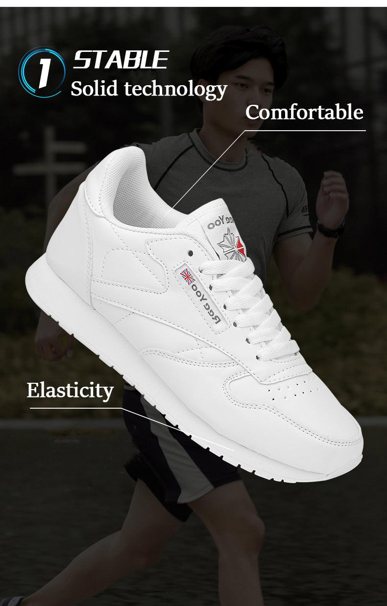 White leather sneakers with lace-up, breathable mesh, cushioned collar Stevvex on Tampa Home & Garden Store