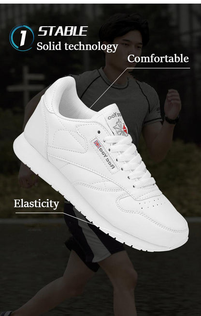 White leather sneakers with lace-up, breathable mesh, cushioned collar Stevvex on Tampa Home & Garden Store