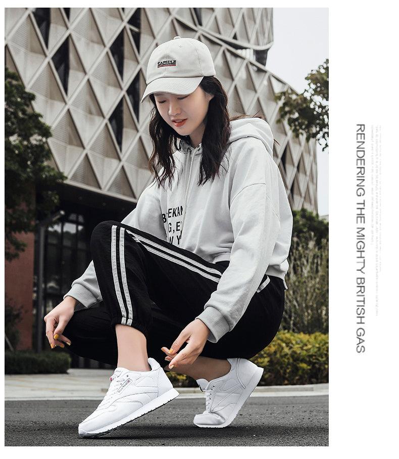 Stevvex white leather sneakers lace-up trainers for women, casual sport footwear on Tampa Home & Garden Store