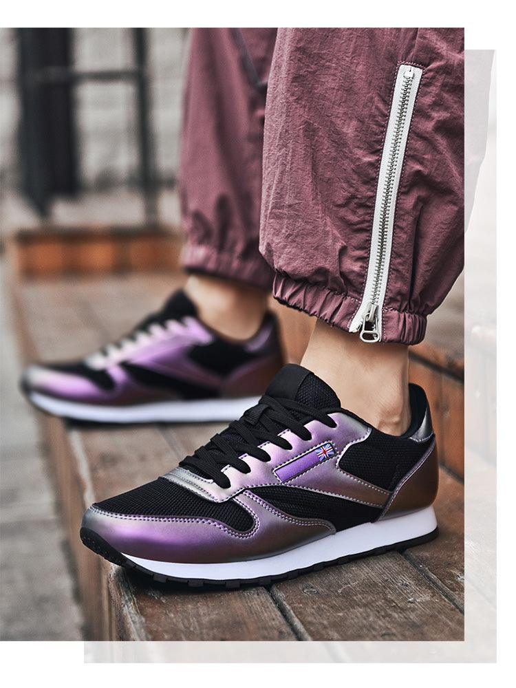 Stevvex lavender purple sneakers with black mesh and white sole on Tampa Home & Garden Store
