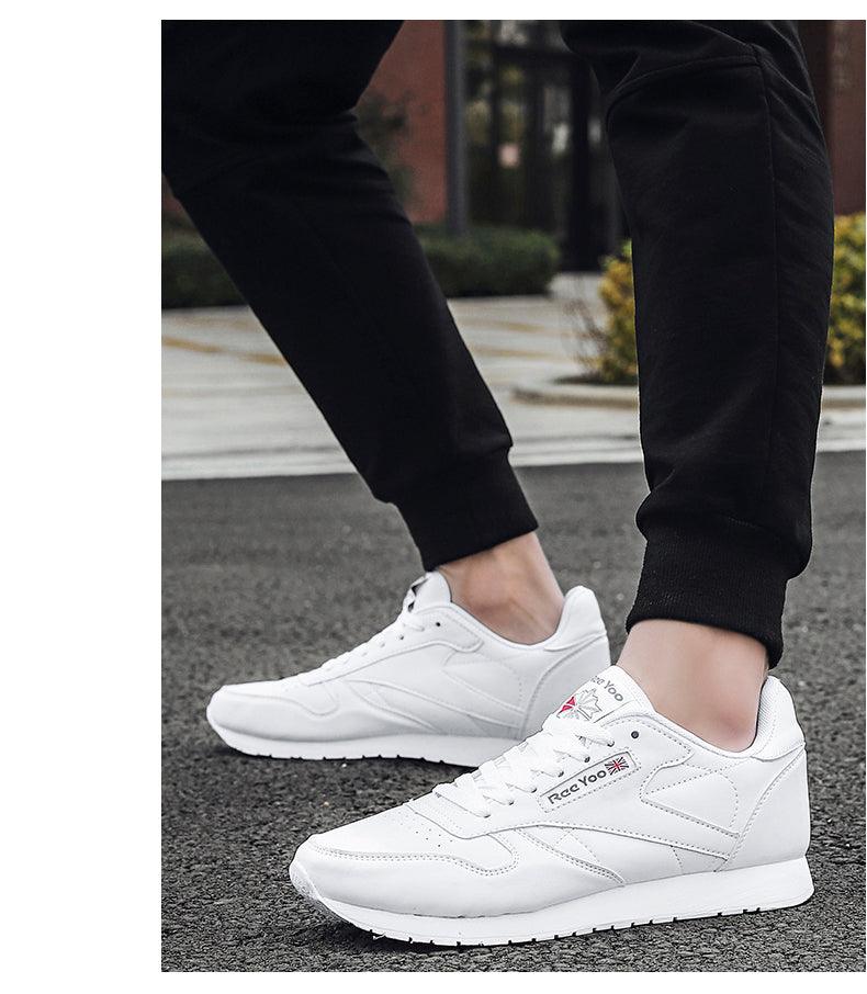 Stevvex white leather lace-up sneakers for women with clean stitching and sporty profile on Tampa Home & Garden Store