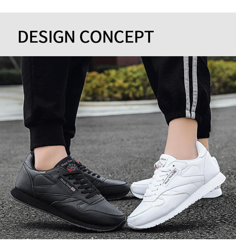 Sneakers Stevvex two-tone black and white leather lace-up athletic shoes on Tampa Home & Garden Store