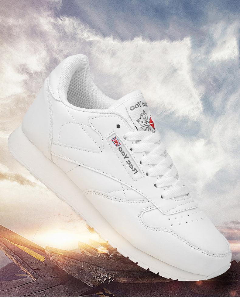 Stevvex white leather sneakers lace-up with UK flag accent for women on Tampa Home & Garden Store