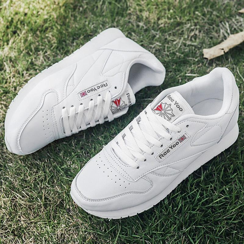 White leather sneakers Stevvex ST85SH5646WEG pair, lace-up casual sport shoes on Tampa Home & Garden Store