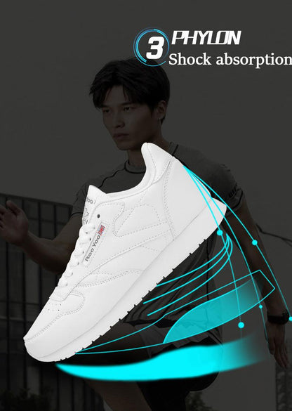 White leather lace-up sneakers by Stevvex, casual sporty footwear on Tampa Home & Garden Store
