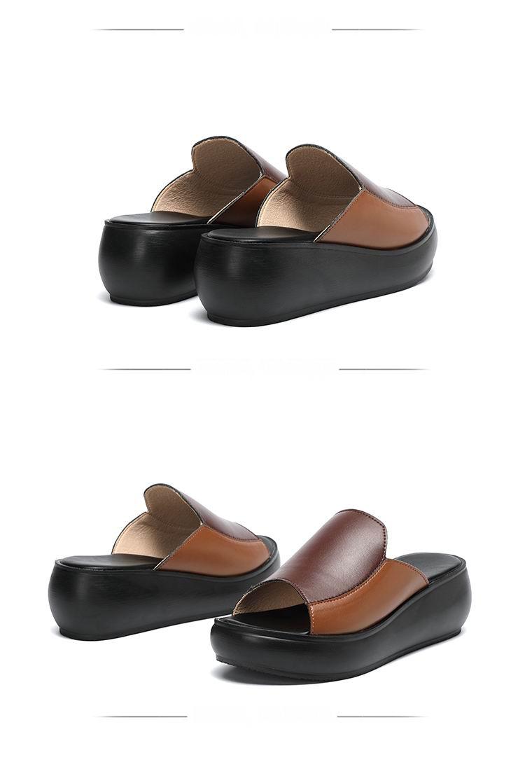 Stevvex platform wedge sandals leather uppers tan and brown with black soles 2 colorways on Tampa Home & Garden Store