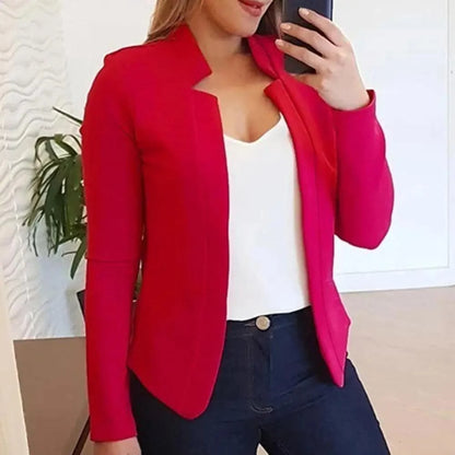 Stevvex red blazer thin long sleeves solid color office jacket on Tampa Home & Garden Store