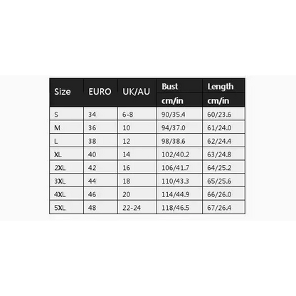 Stevvex blazer ST93312LMN size chart with EU/UK/AU conversions and bust/length by size S-5XL on Tampa Home & Garden Store