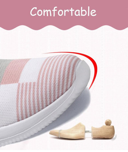 Stevvex knit espadrille sneakers mix color with white sole; wooden shoe horn included on Tampa Home & Garden Store