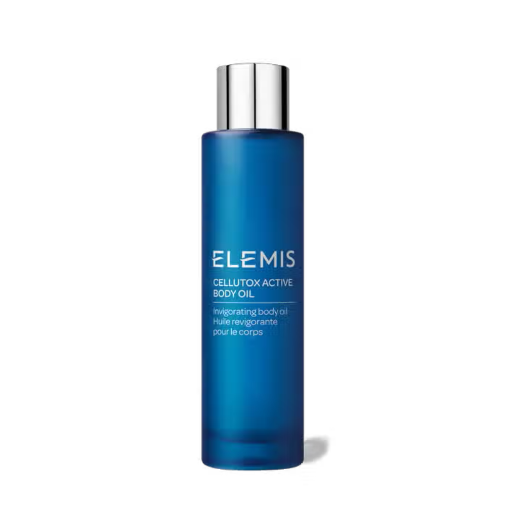 Elemis Cellutox Active Body Oil bottle, blue 100 ml with silver cap, body oil by Elemis on Tampa Home & Garden Store