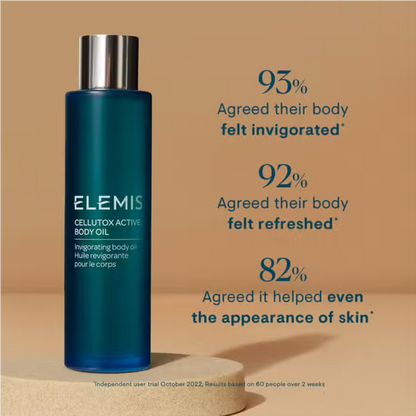 Elemis Cellutox Active Body Oil 100 ml dark teal glass bottle with silver cap on Tampa Home & Garden Store