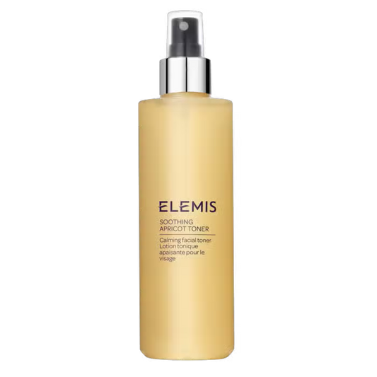 Elemis Soothing Apricot Toner 200ml in gold bottle with silver spray cap, calming facial toner on Tampa Home & Garden Store