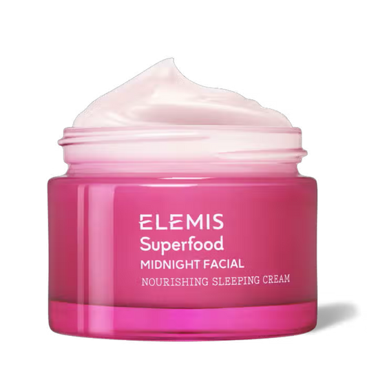 Elemis Superfood Midnight Facial pink jar nourishing sleeping cream on Tampa Home & Garden Store