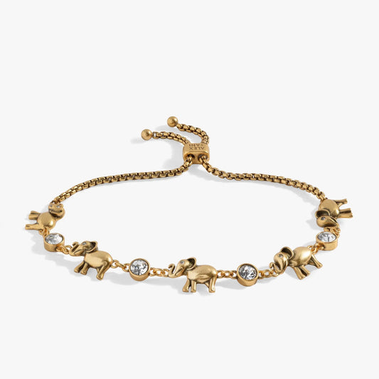 Elephant Crystal Bolo Bracelet gold chain with elephant charms and crystal accents ALEX AND ANI on Tampa Home & Garden Store
