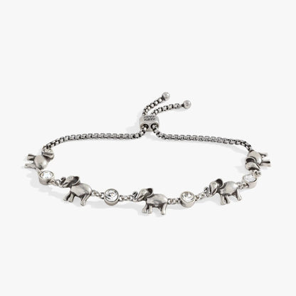 Elephant Crystal Bolo Bracelet by ALEX AND ANI with silver-tone elephant charms and crystals on Tampa Home & Garden Store