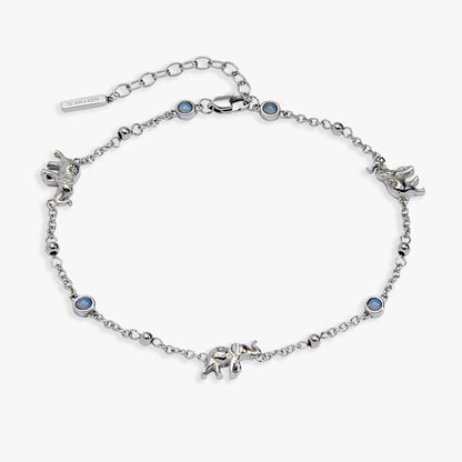 Elephant inline charm anklet silver-tone chain with blue gemstone accents by Alex and Ani on Tampa Home & Garden Store