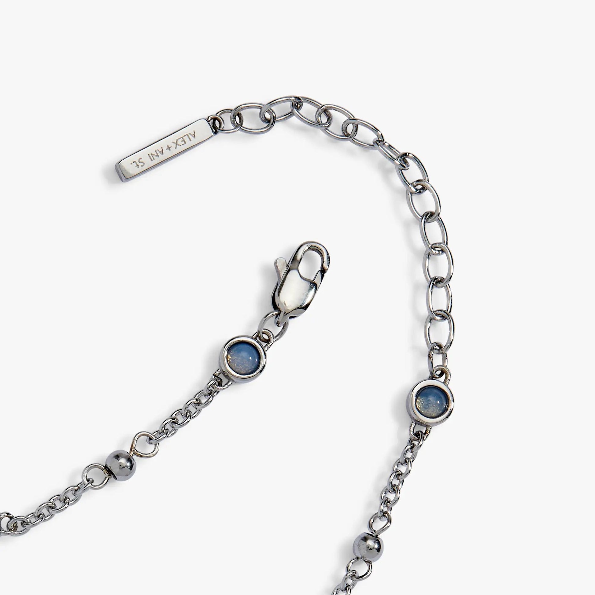 Elephant Inline Charm Anklet by ALEX AND ANI, silver-tone chain with blue stone charms on Tampa Home & Garden Store