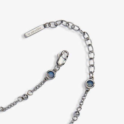 Elephant Inline Charm Anklet by ALEX AND ANI, silver-tone chain with blue stone charms on Tampa Home & Garden Store