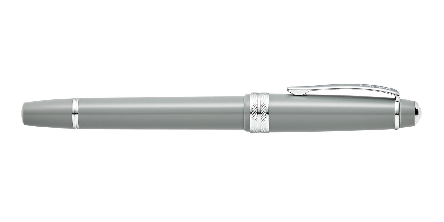 Bailey Light polished gray resin fountain pen with silver accents and Cross clip, extra-fine nib on Tampa Home & Garden Store