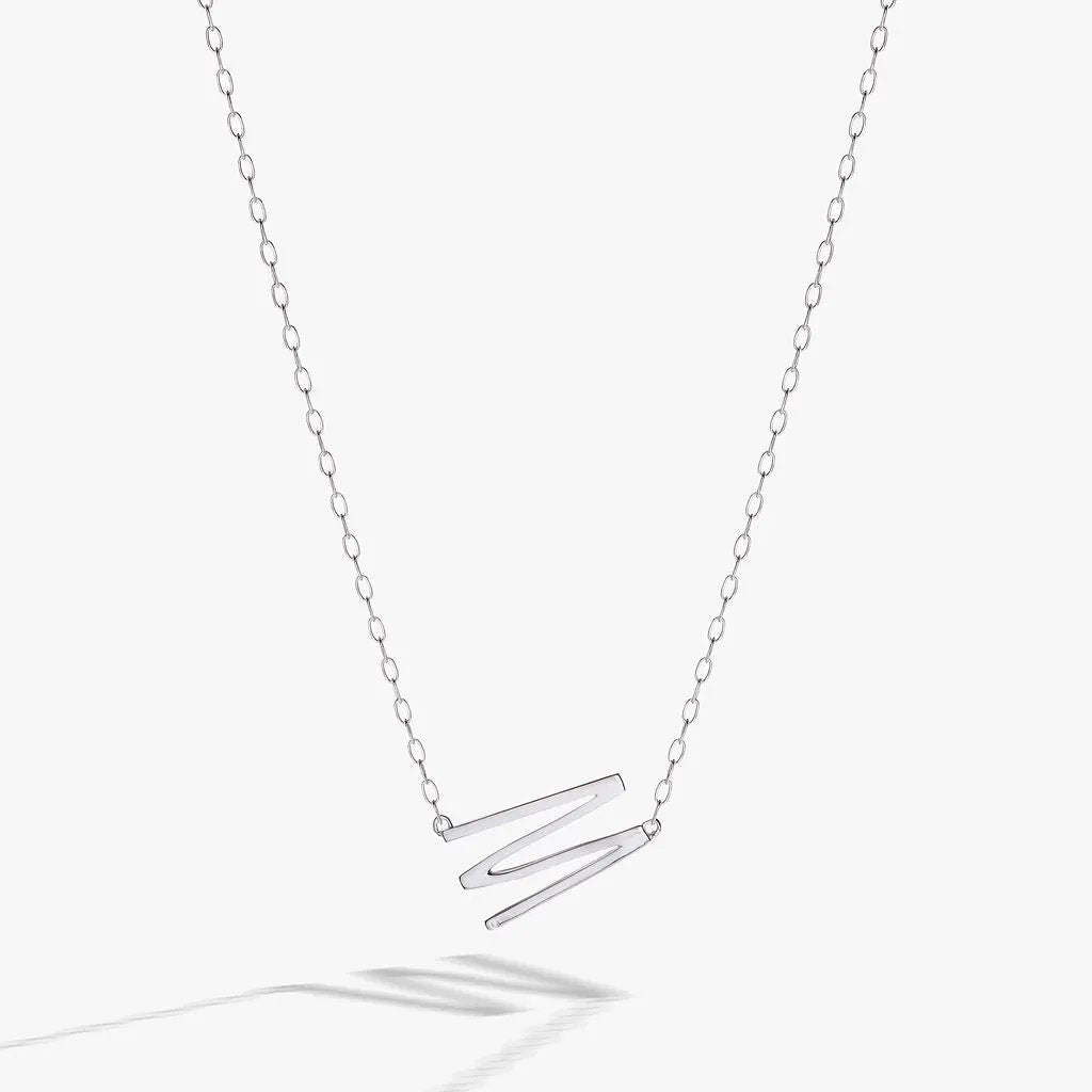 Initial M Pendant with CZ in Silver Vermeil