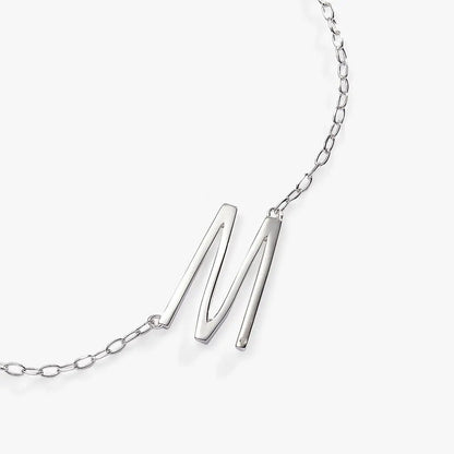 Initial M Pendant with CZ in Silver Vermeil
