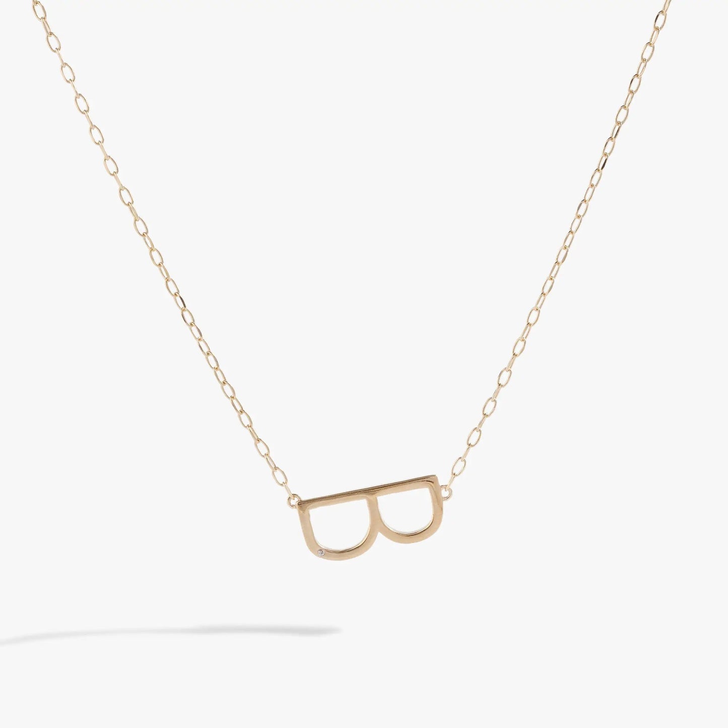 Initial B Elongated Necklace with Zirconia