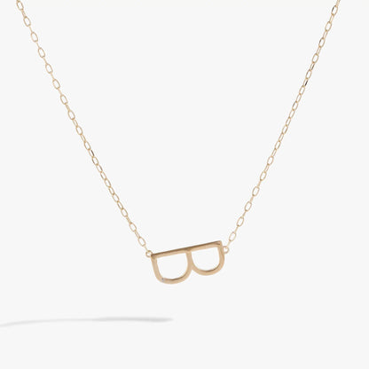 Initial B Elongated Necklace with Zirconia
