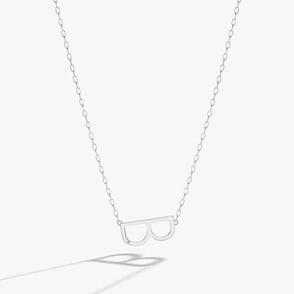 Initial B Elongated Necklace with Zirconia