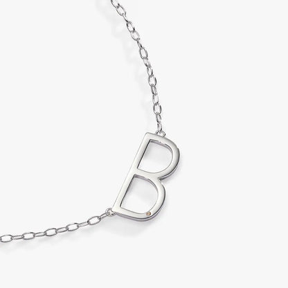 Initial B Elongated Necklace with Zirconia