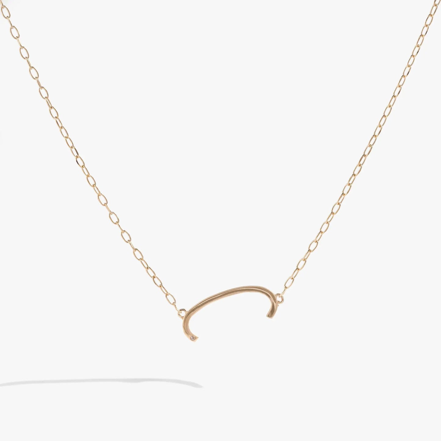 Initial C Necklace by ALEX AND ANI, gold-tone chain with curved C pendant and gemstone on Tampa Home & Garden Store