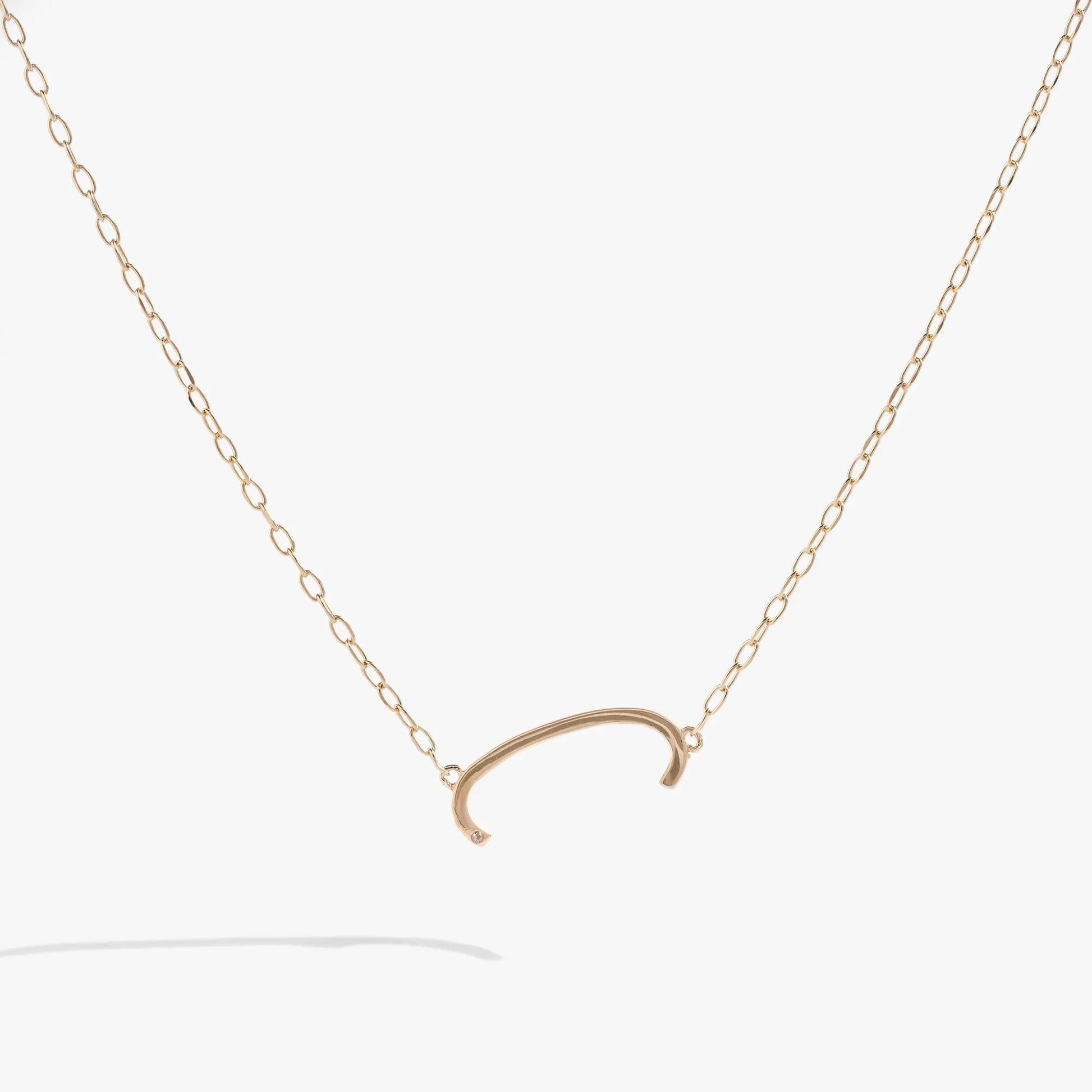 Initial C Necklace by ALEX AND ANI, gold-tone chain with curved C pendant and gemstone on Tampa Home & Garden Store