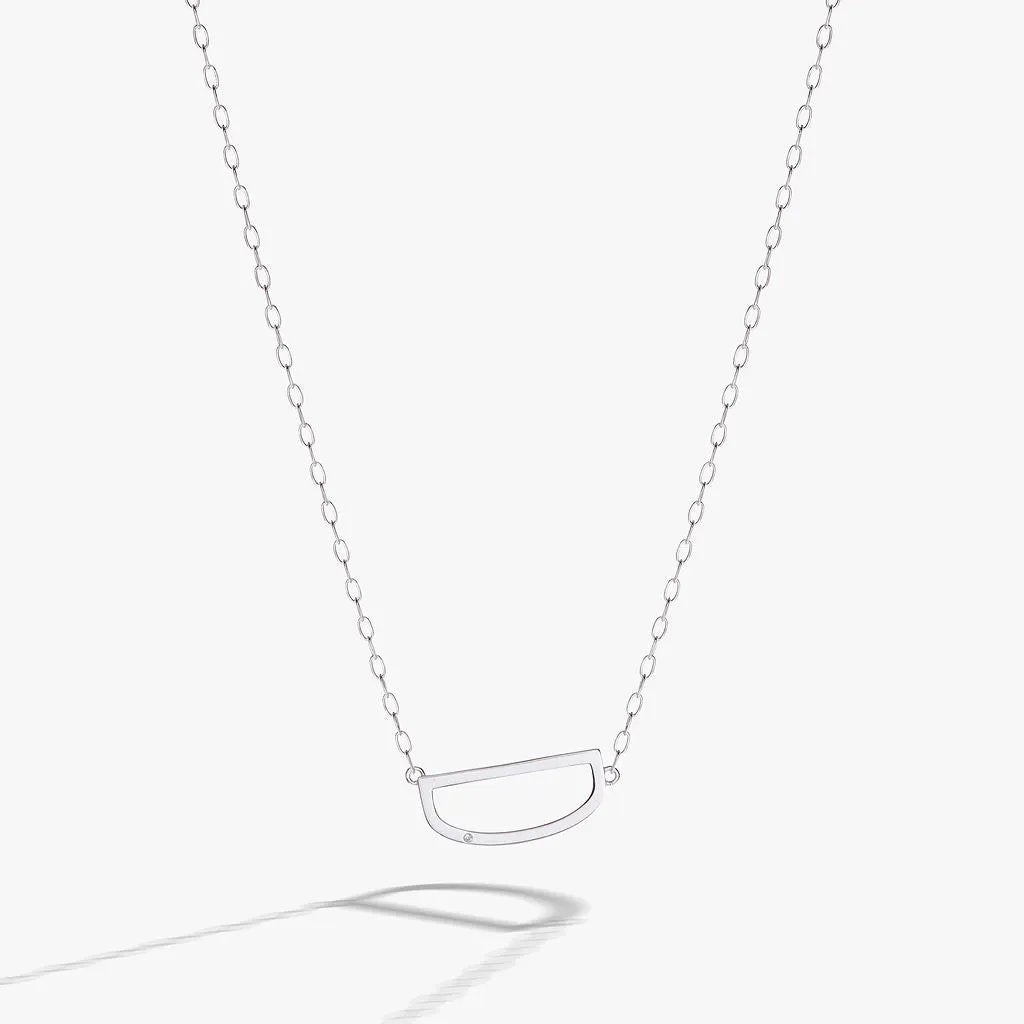 Initial D Necklace by ALEX AND ANI, silver-tone curved pendant on chain on Tampa Home & Garden Store