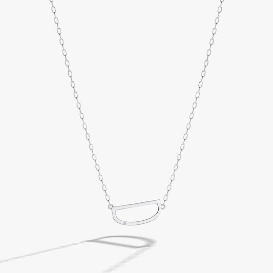 Initial D Necklace by ALEX AND ANI, silver-tone curved pendant on chain on Tampa Home & Garden Store