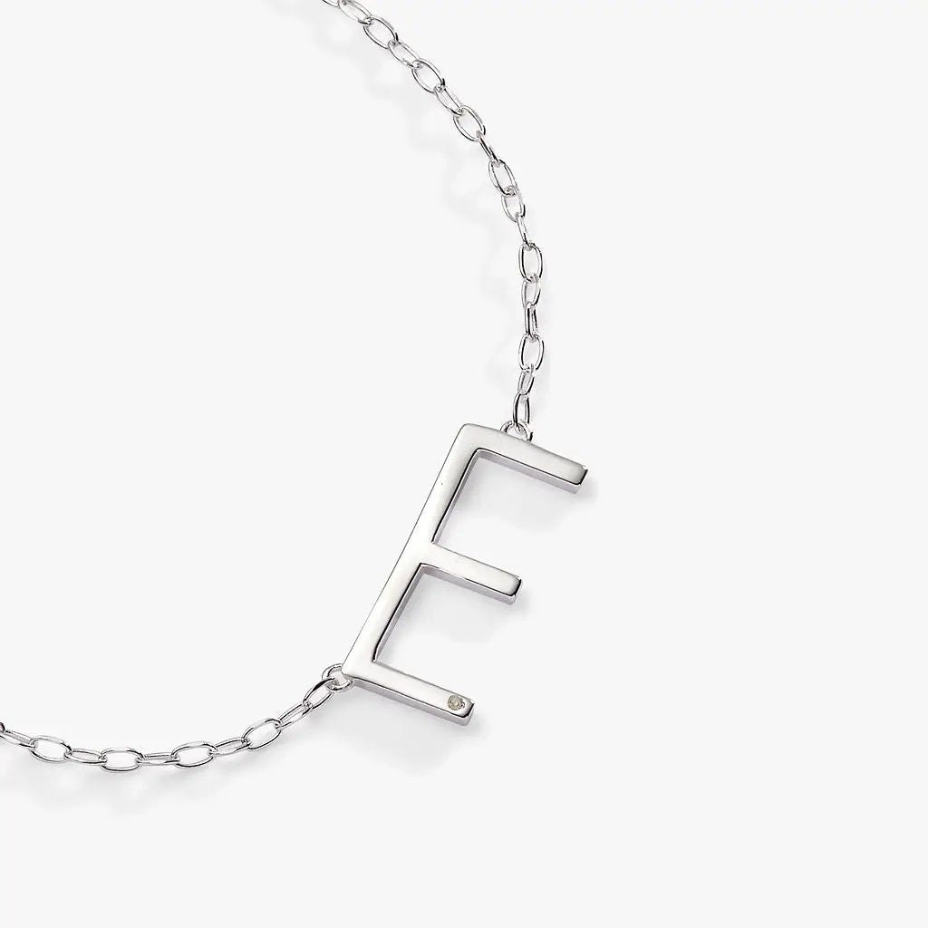 Initial E Precious Elongated Necklace by ALEX AND ANI, silver-tone chain with E pendant on Tampa Home & Garden Store