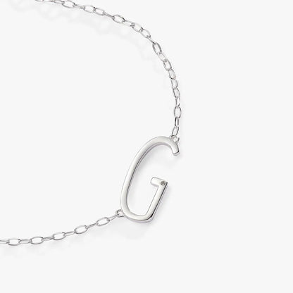 Initial G Precious Elongated Necklace by ALEX AND ANI in silver-tone metal with elongated chain on Tampa Home & Garden Store
