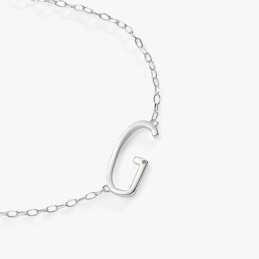Initial G Precious Elongated Necklace by ALEX AND ANI in silver-tone metal with elongated chain on Tampa Home & Garden Store