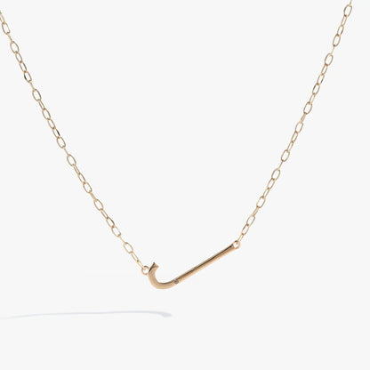Initial J Elongated Pendant Necklace with CZ