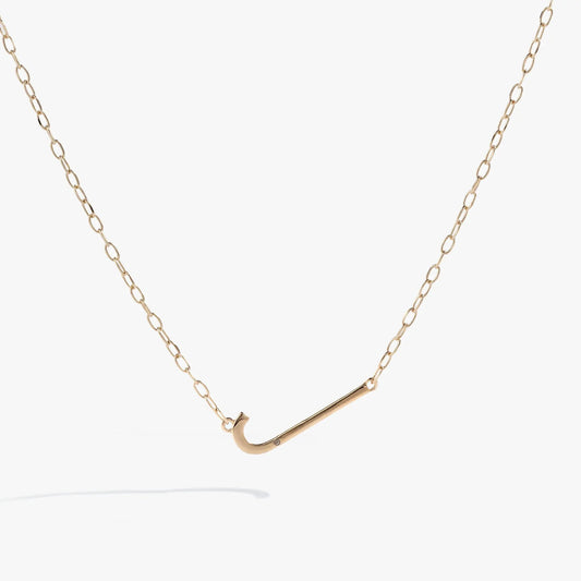 Initial J Precious Elongated Necklace, gold-tone chain with oval links and curved pendant on Tampa Home & Garden Store