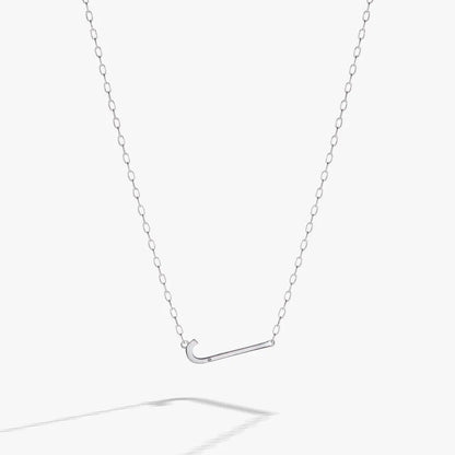 Initial J Elongated Pendant Necklace with CZ