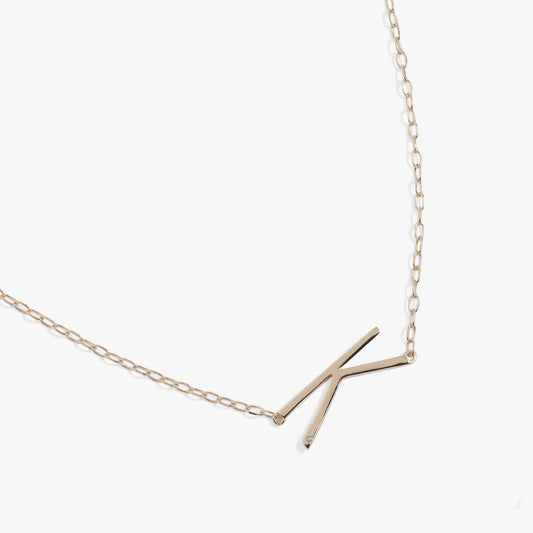 Initial K Precious Elongated Necklace by ALEX AND ANI in gold-tone with long chain on Tampa Home & Garden Store