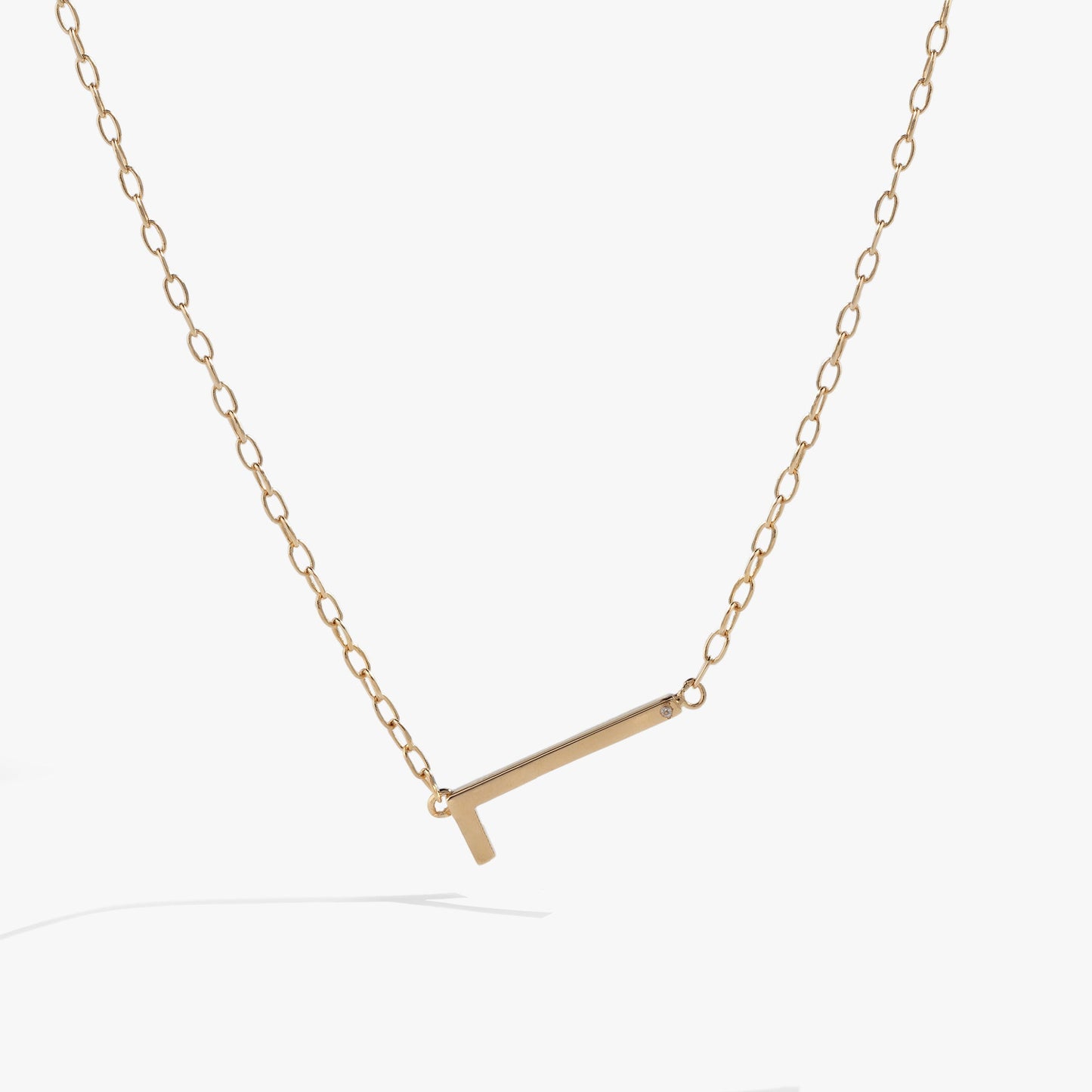 Initial L Precious Elongated Necklace by ALEX AND ANI, gold-tone chain with bar pendant on Tampa Home & Garden Store