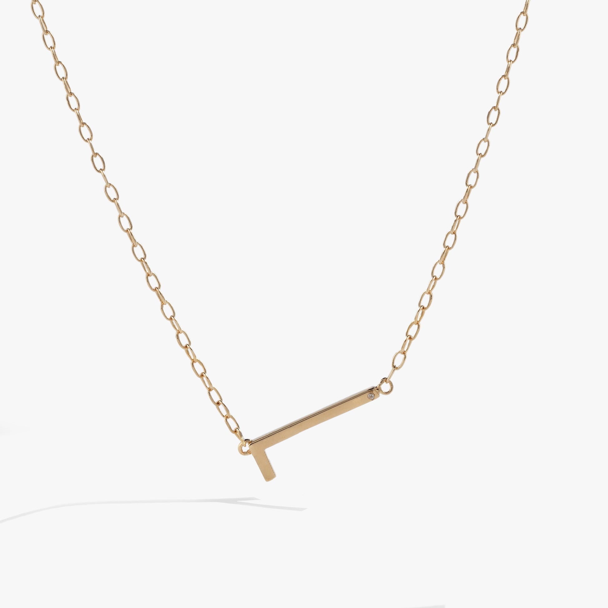 Initial L Precious Elongated Necklace by ALEX AND ANI, gold-tone chain with bar pendant on Tampa Home & Garden Store