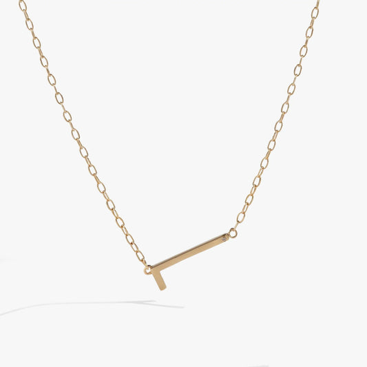 Initial L Precious Elongated Necklace by ALEX AND ANI, gold-tone chain with bar pendant on Tampa Home & Garden Store