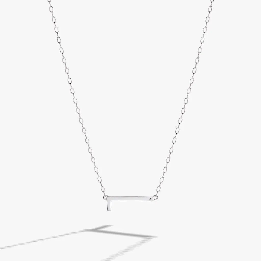 Initial L Necklace with silver bar pendant on oval-link chain on Tampa Home & Garden Store